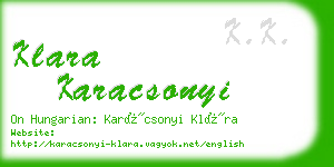 klara karacsonyi business card